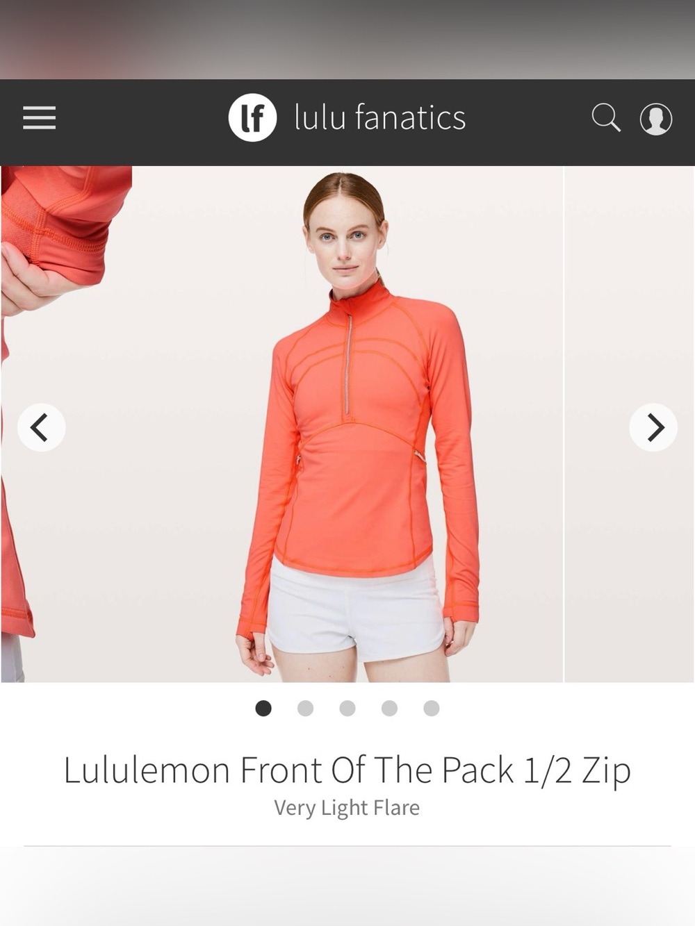Lululemon Front Of The Pack 1/2 Zip Very Light Flare Size 4